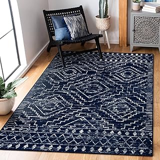 Wonnitar Moroccan Washable Rug 3x5, Blue Non-Slip Entryway Area Rug, Soft Farmhouse Bedroom Throw Mat, Geometric Low Pile ...