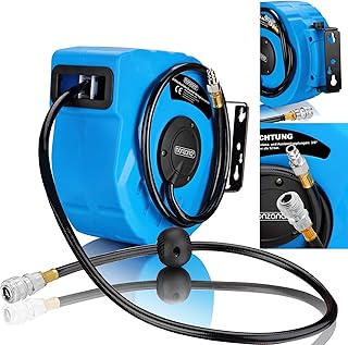 MONZANA® Air Hose Reel | Wall Mountable | Pneumatic Compressed Air | 1/4 Inch Connection | Retractable Auto Rewind Tool | ...