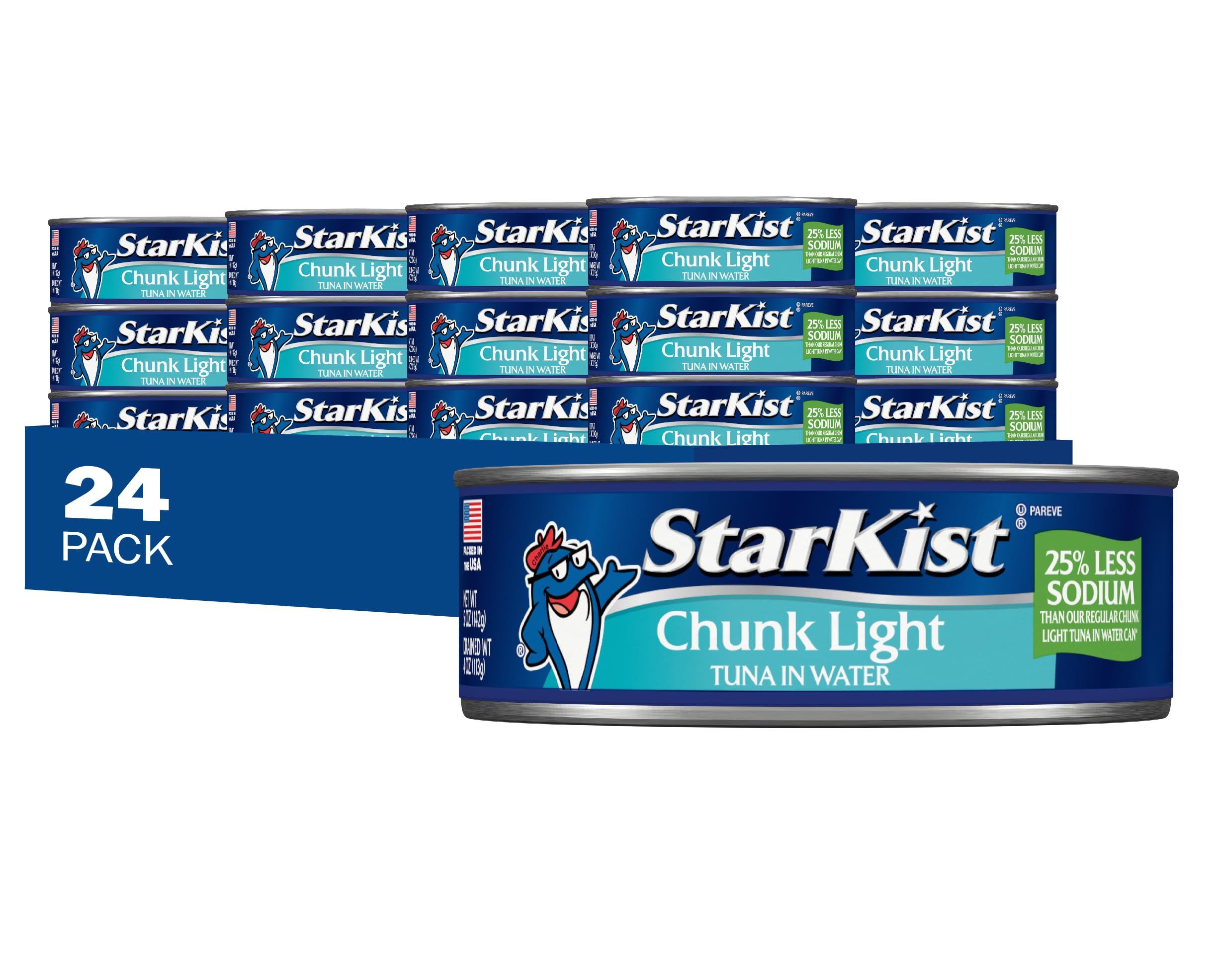 StarKist 25% Less Sodium Chunk Light Tuna in Water – 5 oz Can (Pack of 24)