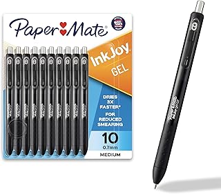 Paper Mate InkJoy Black Gel Pens, Medium Point (0.7 mm), Comfort Grip, 10 Count, Fast Dry Ink, Ideal for Smooth Writing