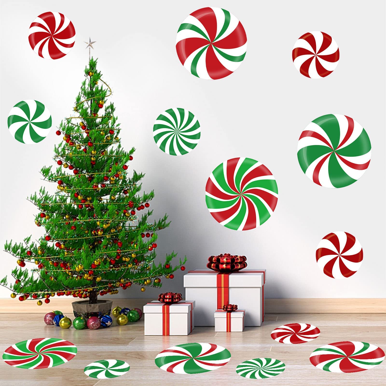 Amazon.com: 14 PCS Large Peppermint Christmas Floor Decals ...