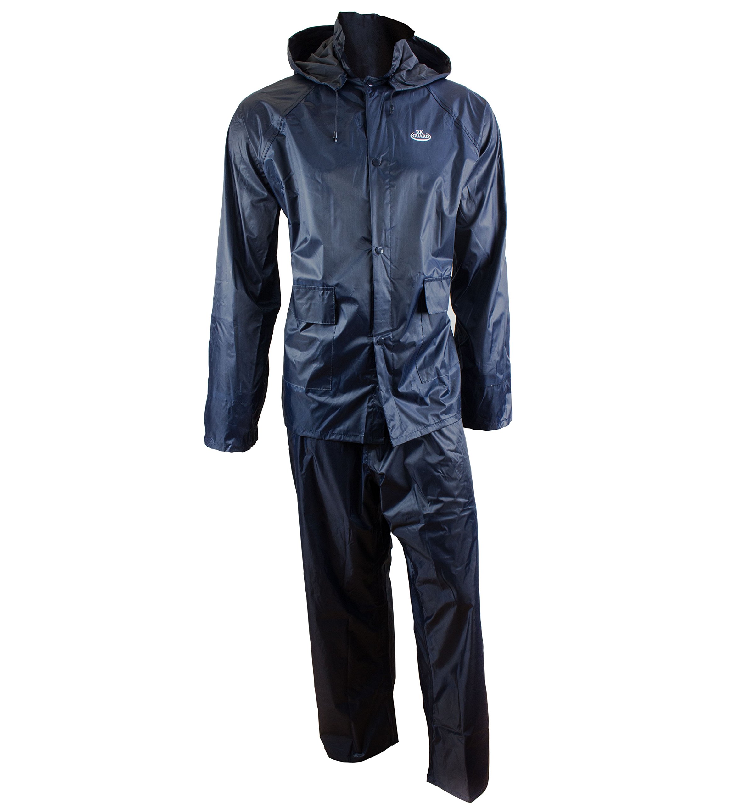 RK Safety Rain Wear RW-PP-NAV33 PVC Polyester 3-Piece Rain Suit | Jacket, Hoodie, Pants (Navy, Medium)