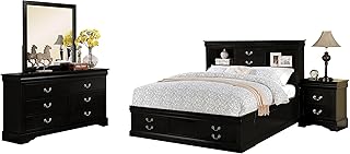 Acme Louis Philippe III 4-Piece Queen Storage Bedroom Set, Black