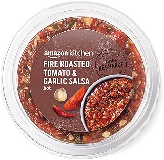 Amazon Kitchen, Fire Roasted Tomato & Garlic Salsa, Hot, 16 Oz