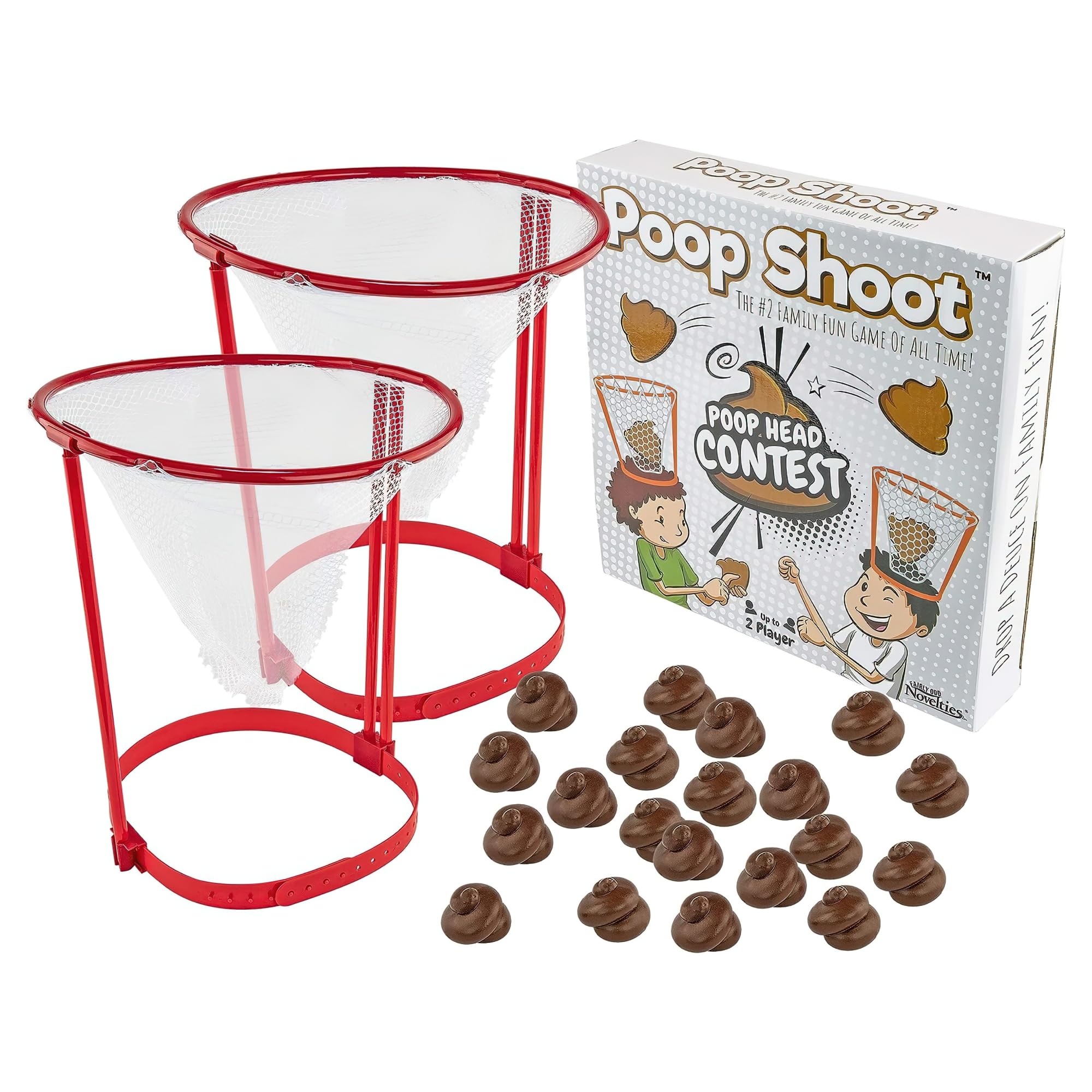 Fairly Odd Novelties Poop Shoot Head Hoop Contest - Hilarious Poop Emoji Themed Game - Ultimate White Elephant Gag Gift - Fun and Crazy Poop Tossing Game for Family and Friends