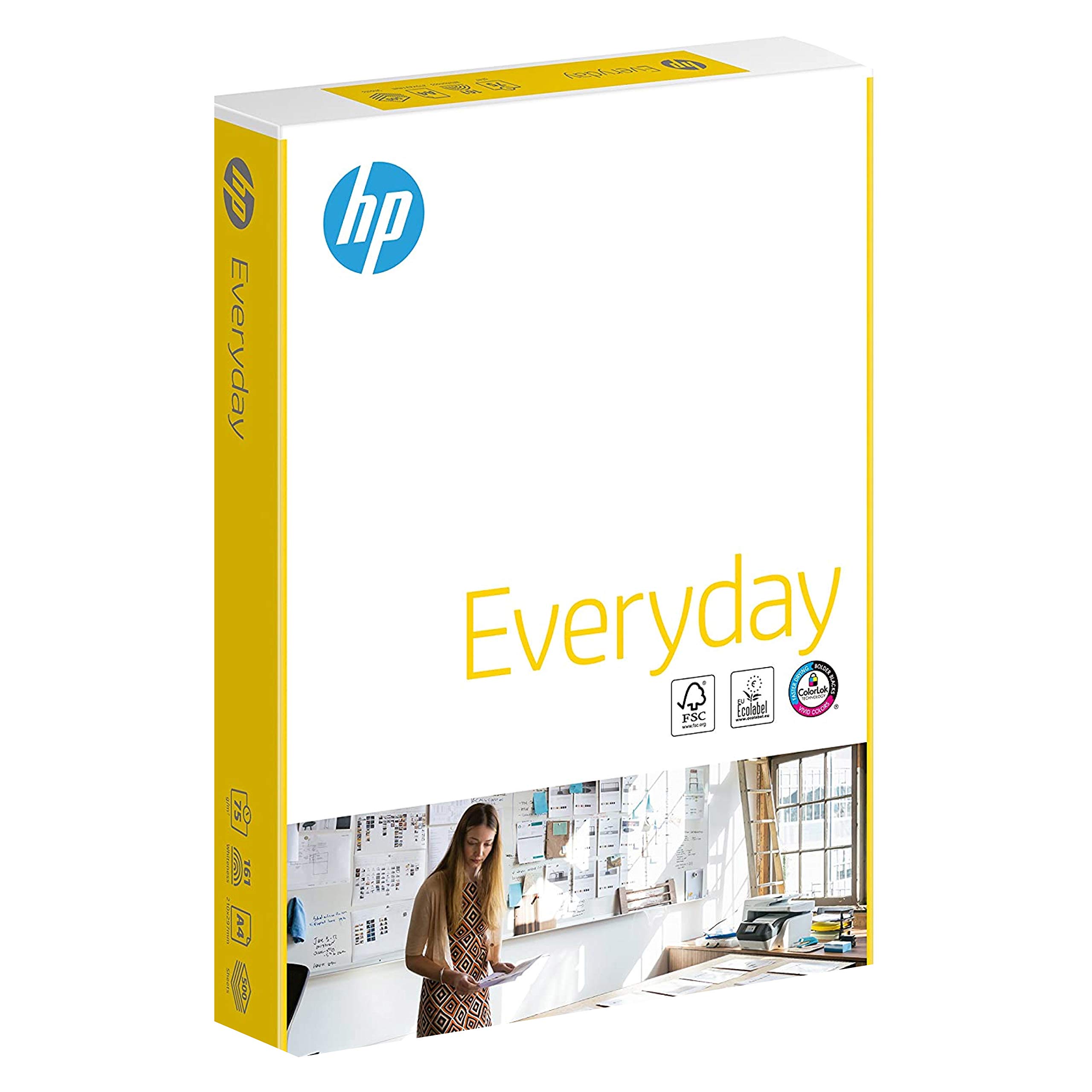 HP Printer Paper, Everyday A4 Paper, 210x297mm, 75gsm, 1 Ream, 500 Sheets - FSC Certified Copy Paper