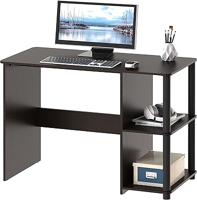 SHW Cyrus Home Office Desk with Shelves, Espresso