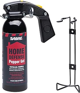 SABRE Red Home Defense Pepper Gel With Wall Mount For Easy Access, Max Strength OC Spray, UV Marking Dye Helps Identify Su...