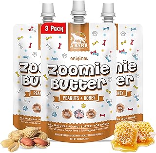 Zoomie Butter Original All Natural Dog Peanut Butter Squeeze. Human Grade, Healthy Dog Treat/Dog Food. Peanuts & Honey for...