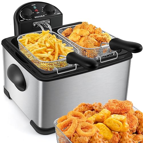 Secura Deep Fryer with 3 Baskets, 21 Cups / 5