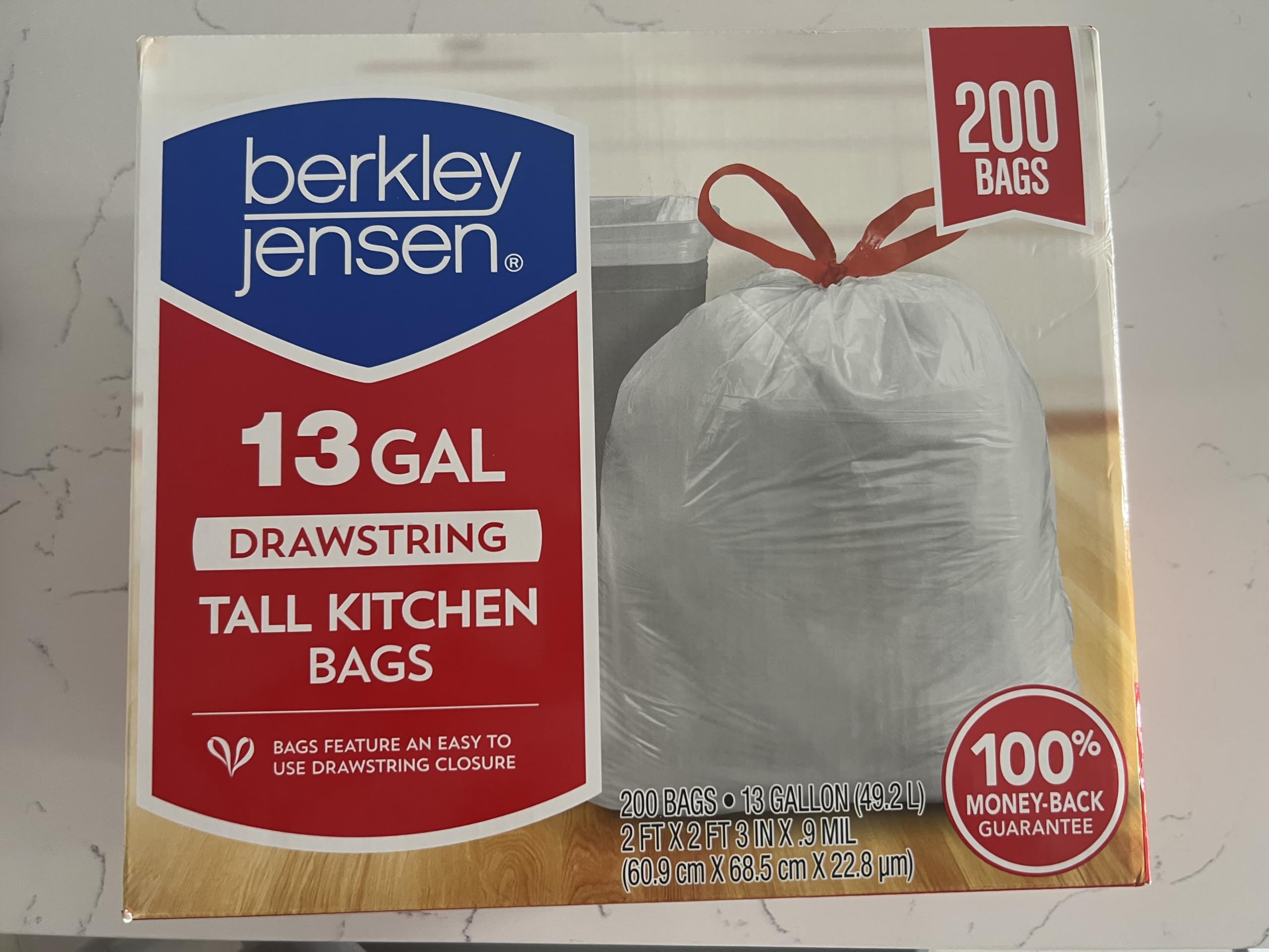 Berkley Jensen 13-Gal. Drawstring Tall Kitchen Bags, 200 ct., White