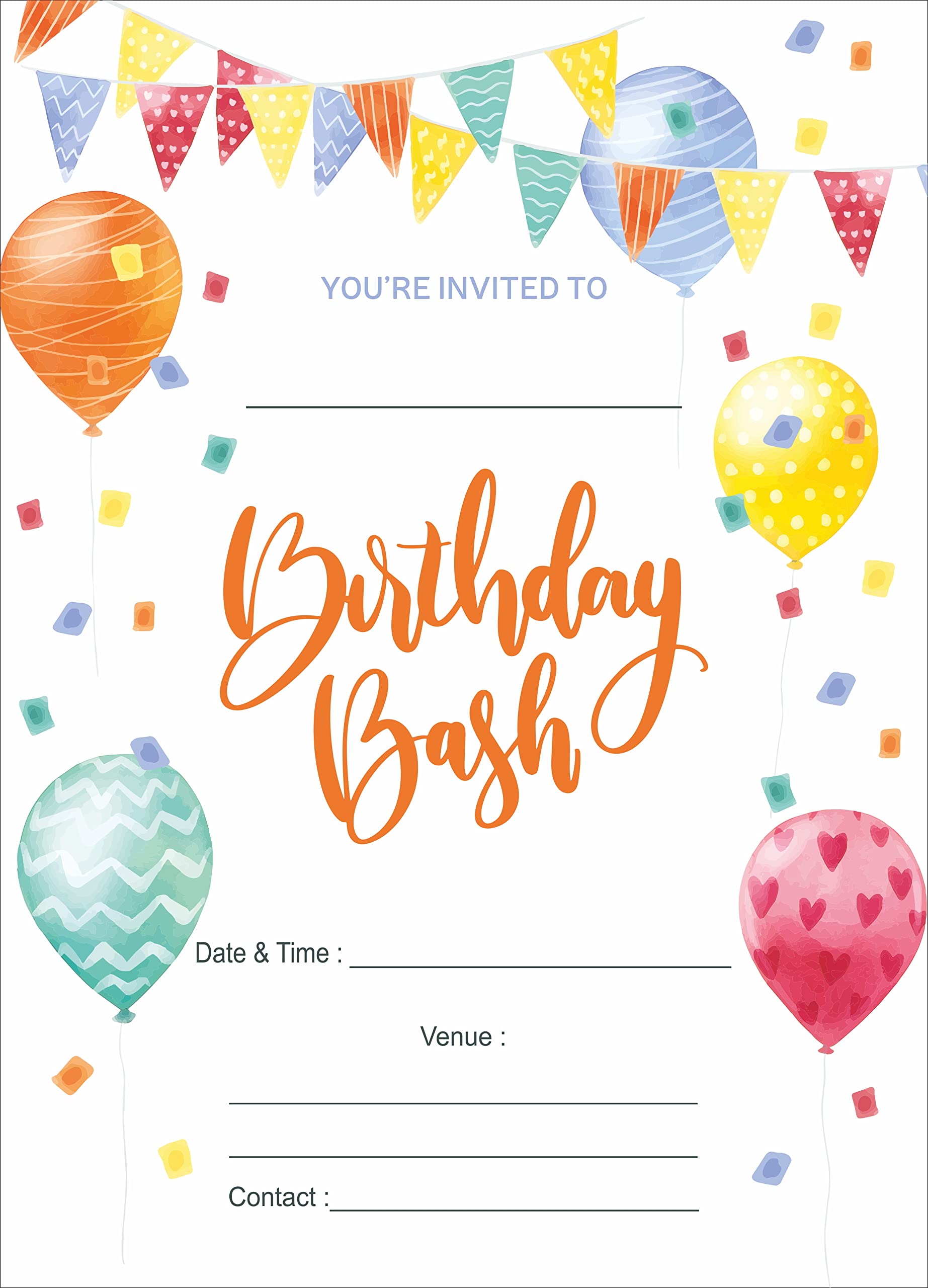 Happy Birthday Invitation Card Template, Vector, 48% OFF