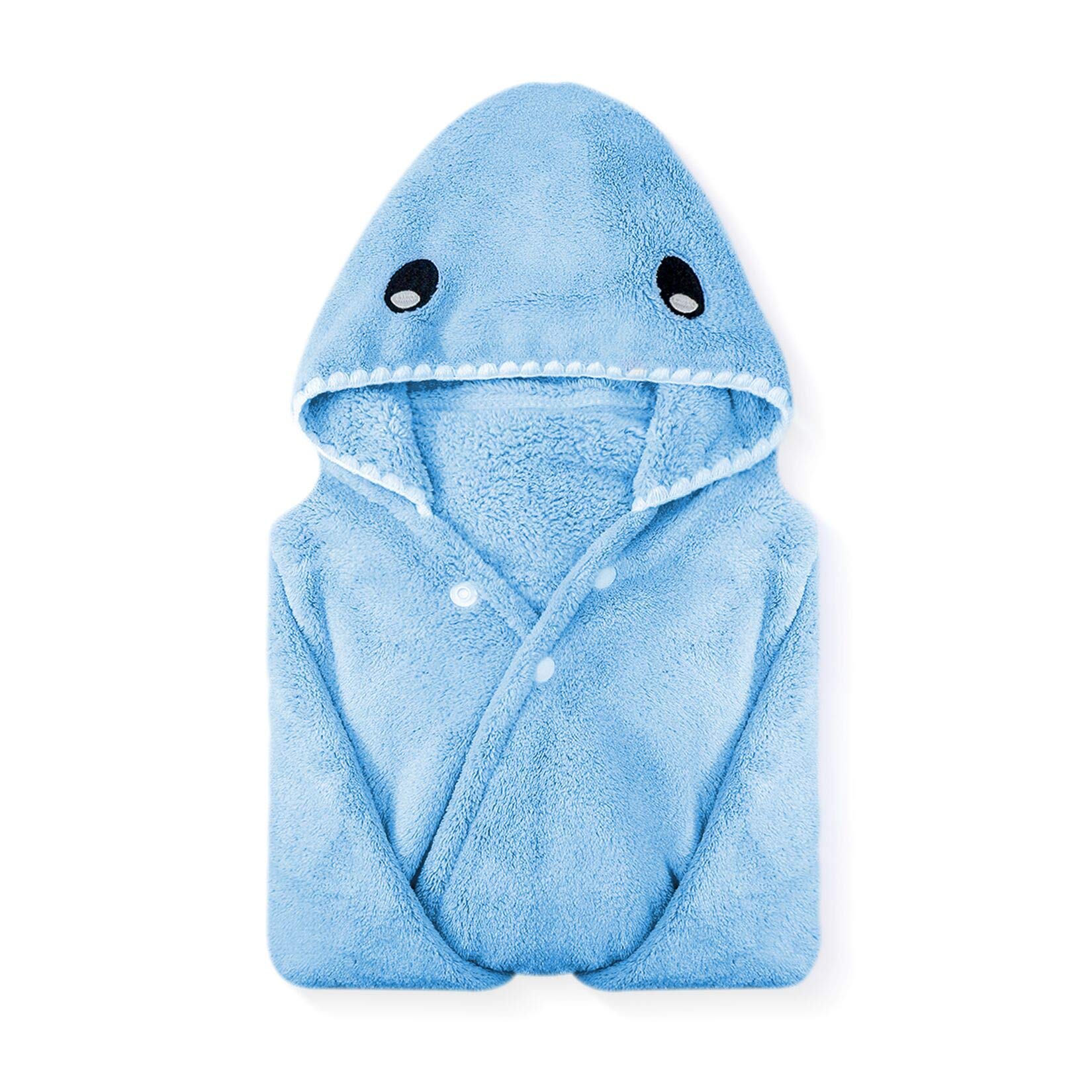 Kids Bath Towels,Premium Hooded Towel for Toddlers Highly Absorbent Coral Fleece Bathrobe for Boys Girls-27.5" x 55"(Blue Shark)