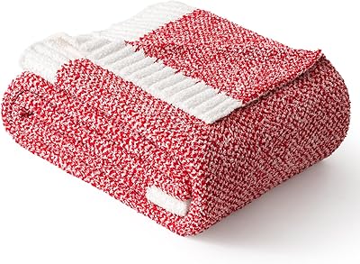 MIULEE Christmas Red Super Soft Throw Blanket for Couch, Cozy Fluffy Warm Blankets Lightweight Knit Throw Blankets for Sofa, Bed, Chair, Living Room, Camping, Picnic, 50 x 60 inch