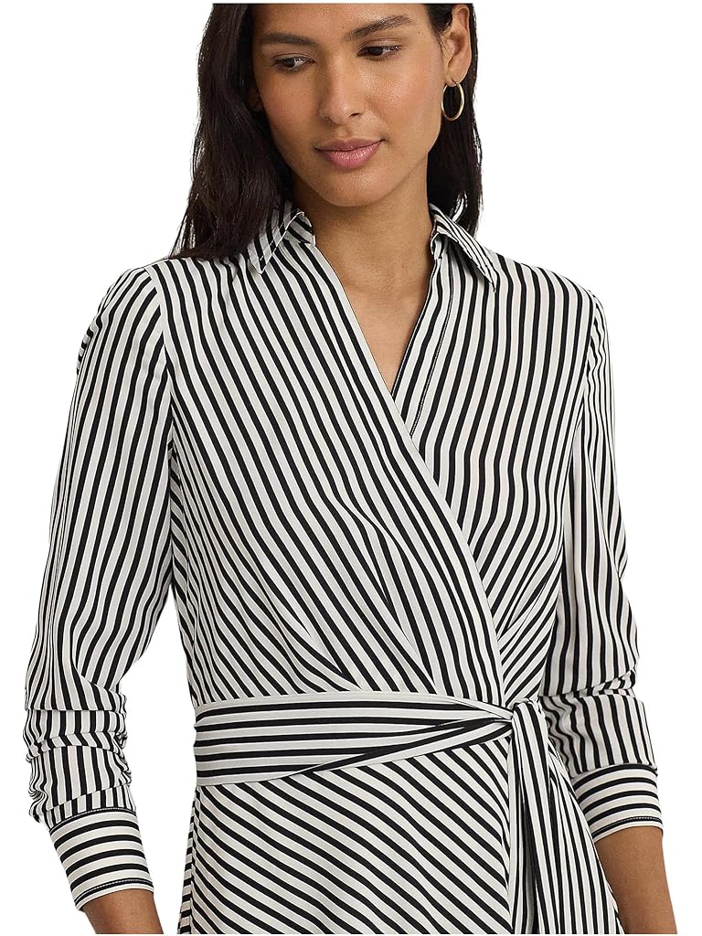 Lauren Ralph Lauren Striped Surplice Crepe Midi Dress