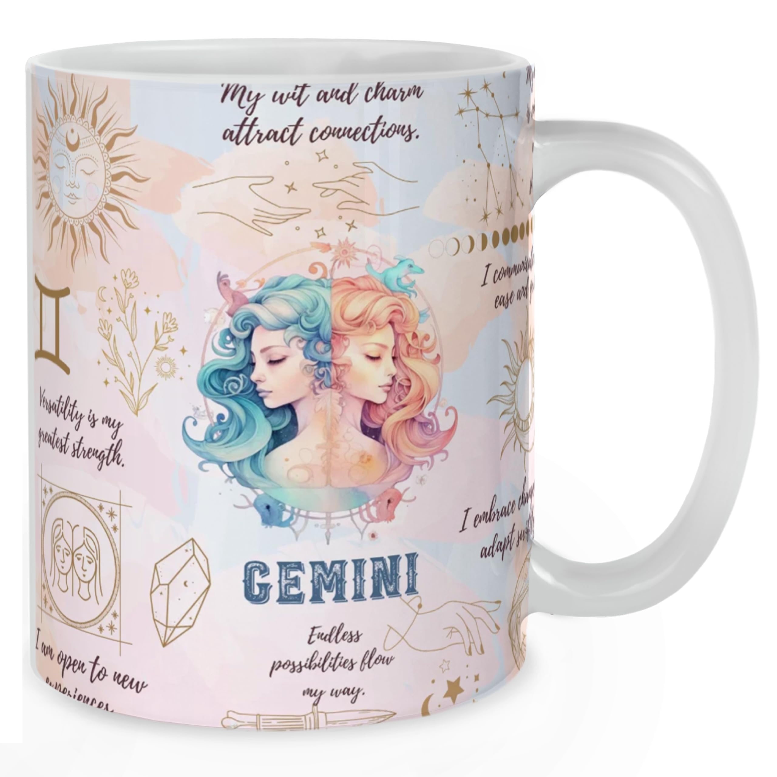 Badge Centre Gemini Star Sign Mug, 11oz Zodiac Mug (Gemini)