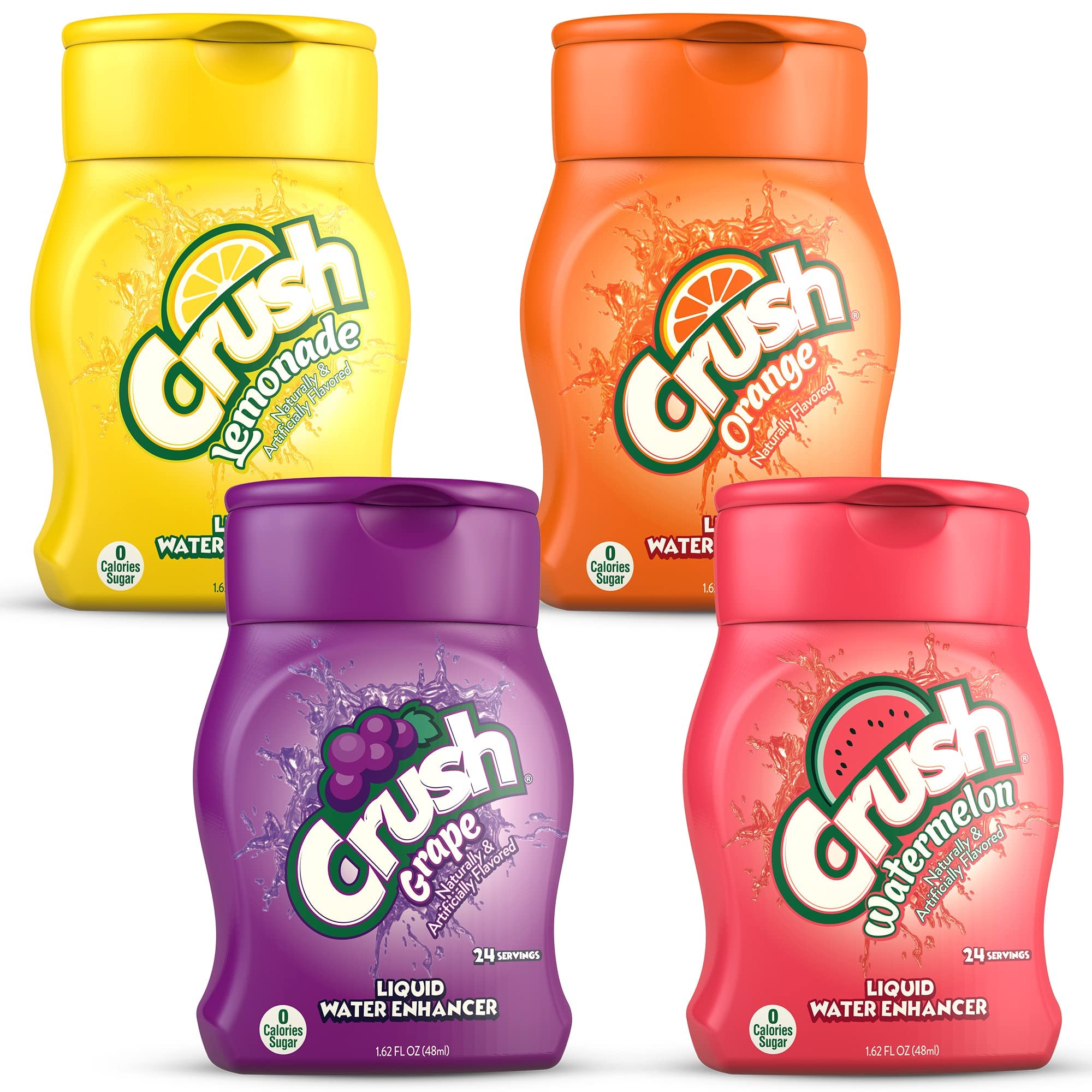 CrushSummer Variety, Liquid Water Enhancer – New, Better Taste! (4 Bottles, Makes 96 Flavored Water Drinks) – Sugar Free, Zero Calorie