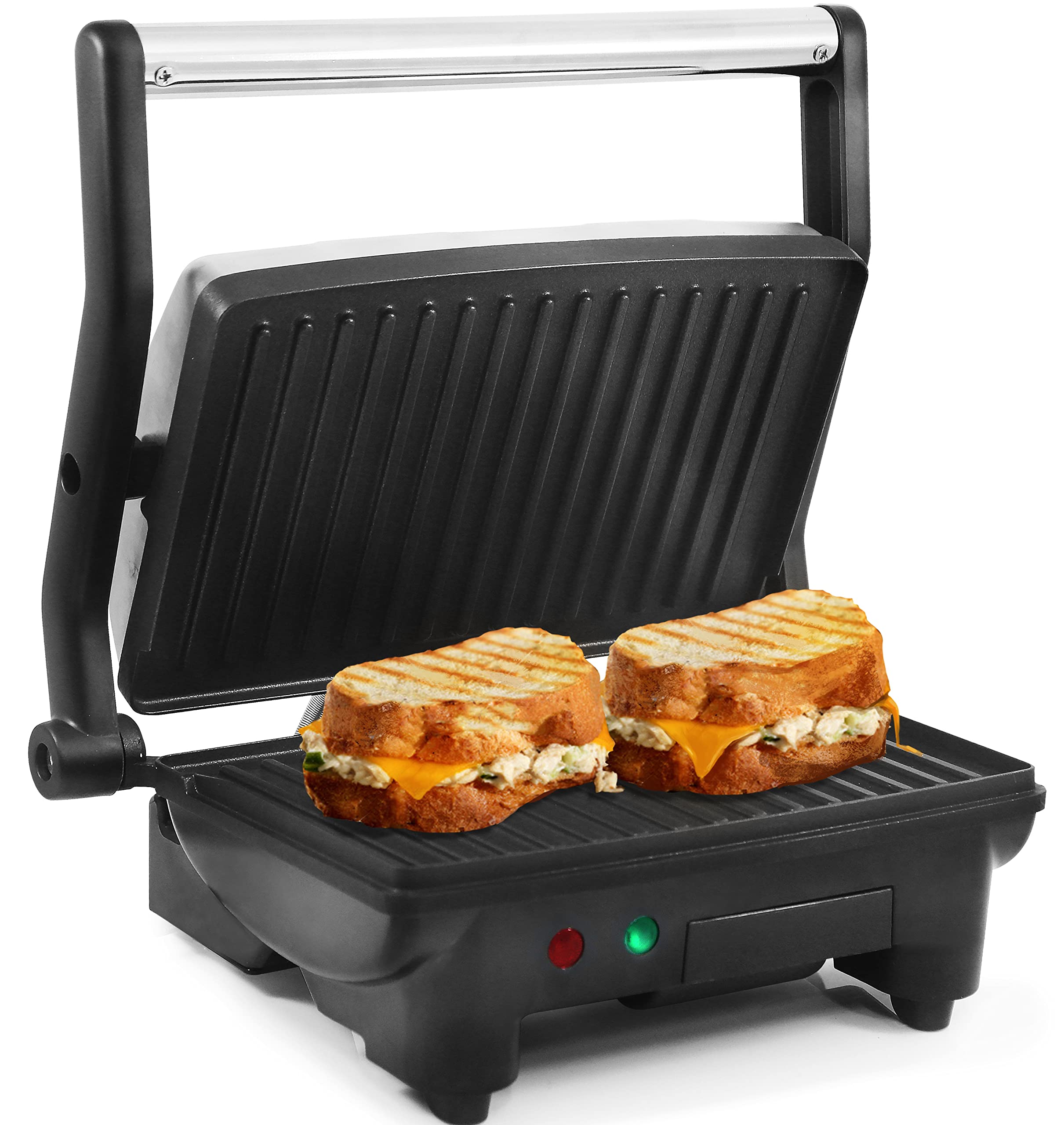 : Elite Gourmet EPN-2976 - Prensa de panini antiadherente 2 en 1  y parrilla para interiores, abre sándwichera gourmet de 180 grados, bisagra  flotante que se adapta a todos los alimentos, parrilla