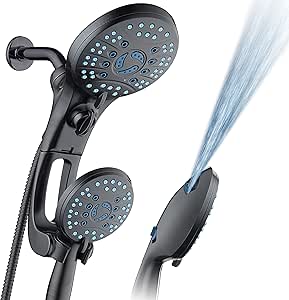 AquaCare AS-SEEN-ON-TV High Pressure Handheld/Rain 50-mode 3-way Shower Head Combo with Adjustable Arm - Anti-clog Nozzles, Tub &amp; Pet Power Wash, 6 ft. Stainless Steel Hose, Rubbed Bronze Finish