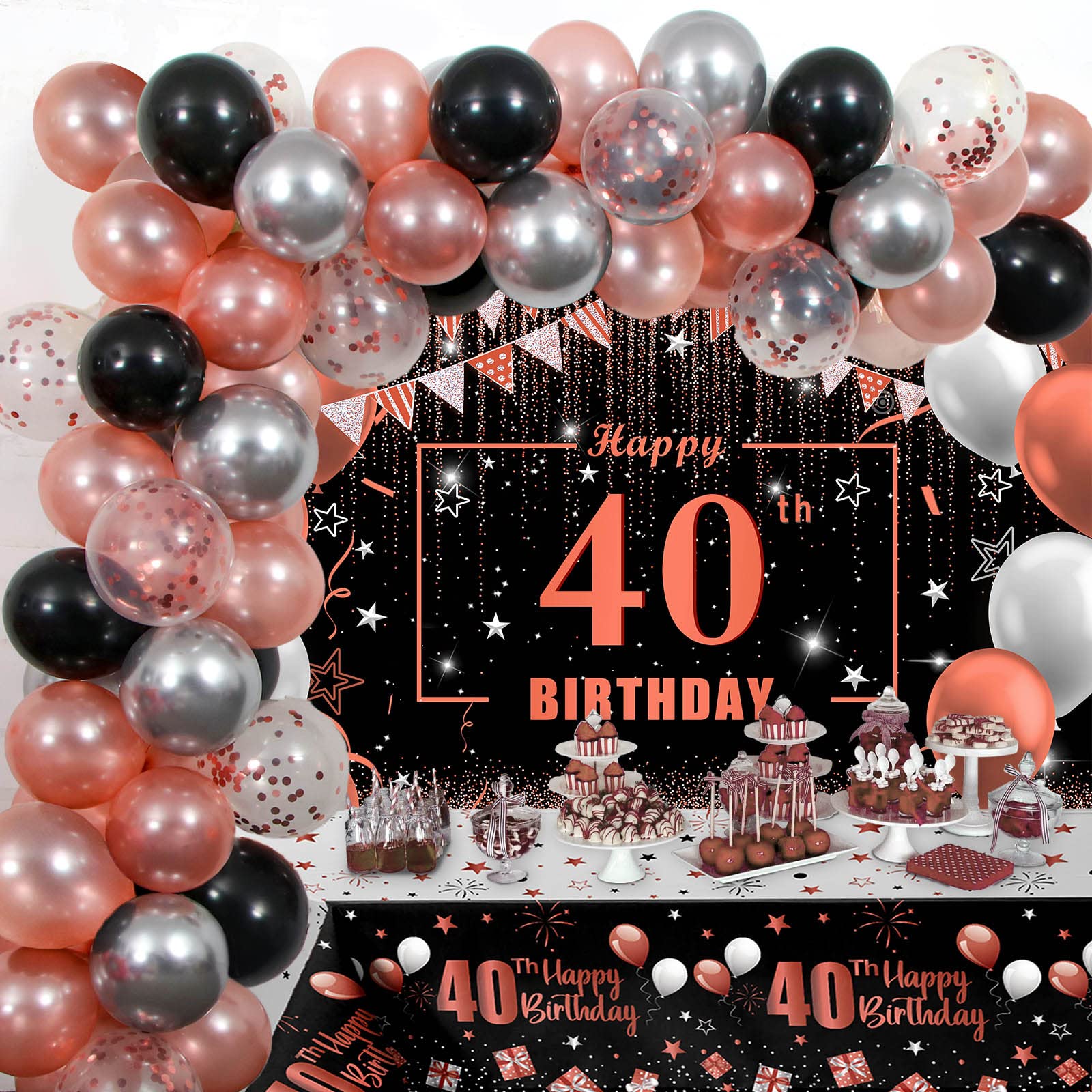 Amazon.com: 40th Birthday Decorations Women, Rose Gold 40th ...