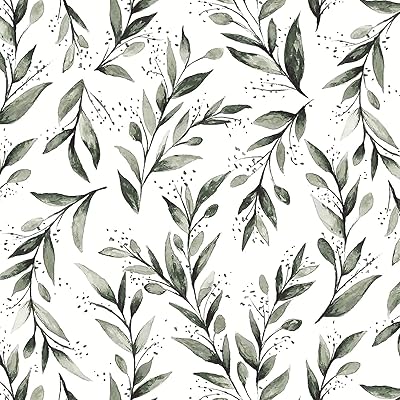 Livebor Olive Leaf Wallpaper Peel and Stick Leaf Contact Paper 17.7inch x 118.1inch Floral Peel and Stick Wallpaper Modern Farmhouse Wallpaper Neutral Sage Wallpaper Self Adhesive Decorative Paper