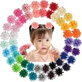 50PCS Baby Girls Hair Ties 2inch Chiffon Flower Bows Rubber Bands Soft Elastics Ponytail Holders Accessories for Infants Toddlers Kids Children Set of 25 Pairs