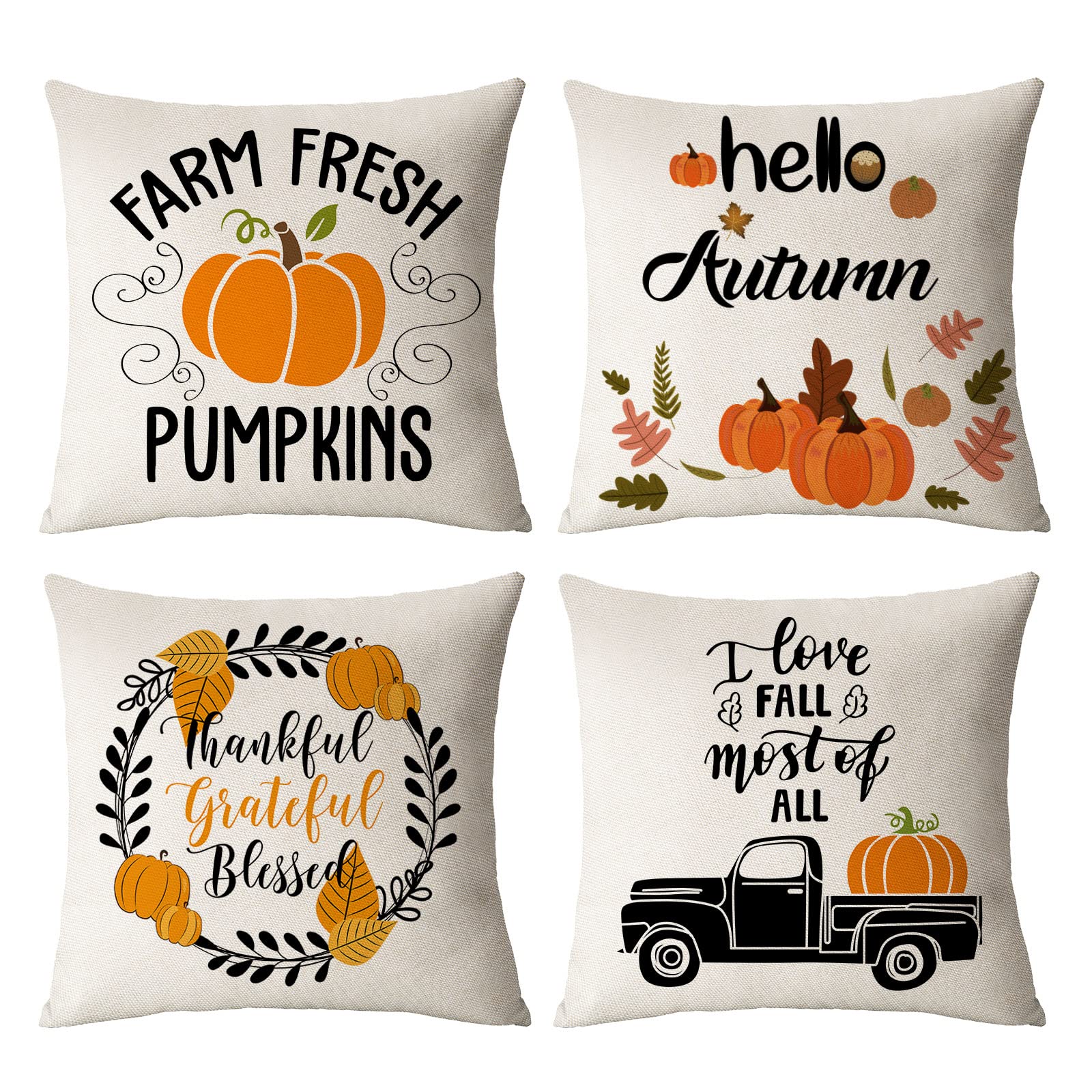 Amazon.com: Set of 4 Fall Pillow Covers 12x12 Inch Fall ...