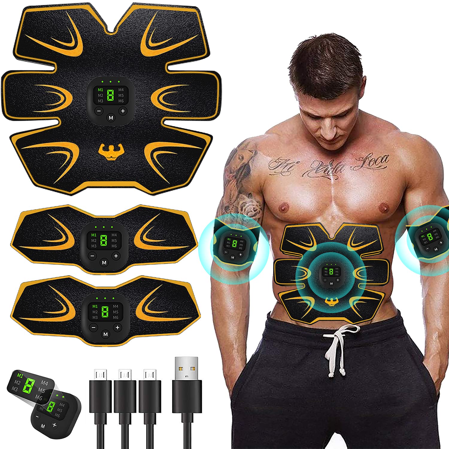 EMS Training Device,Abdominal Muscle Trainer, Muscle Stimulator,Abdominal Trainer,Portable Muscle Stimulator, for Abdomen, Arm, Leg Fitness Training Gear