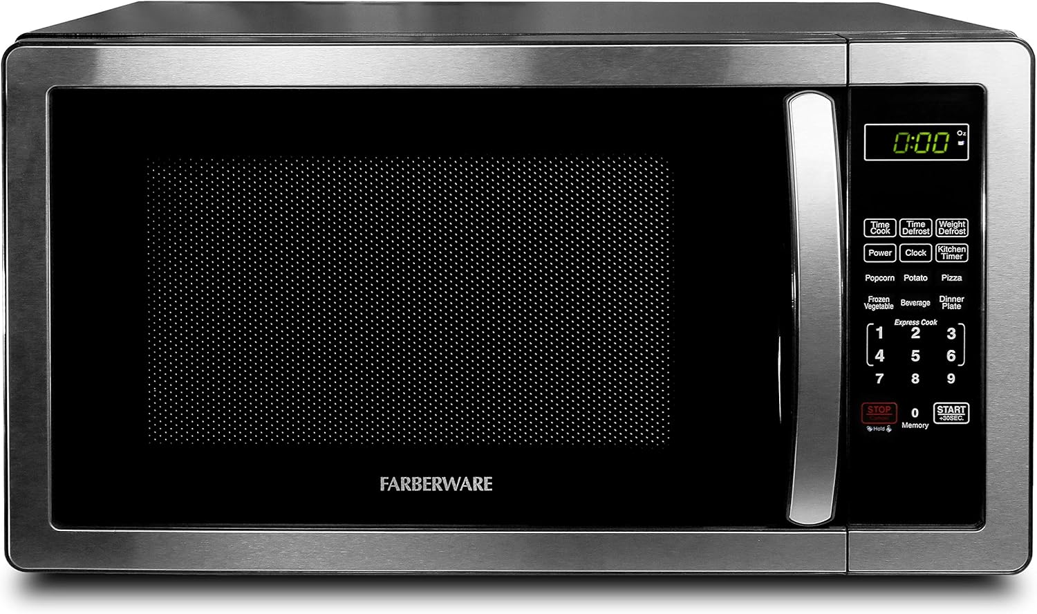 Farberware Countertop Microwave 1000 Watts, 1.1 cu ft - Microwave Oven With LED Lighting and Child Lock - Perfect for Apartments and Dorms - Easy Clean Stainless Steel