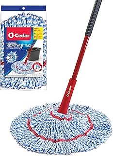 O-Cedar MicroTwist MAX Microfiber Twist Mop with 1 Extra Refill | Features Hands-Free Wringing | Extra Large 18-Inch Mop H...