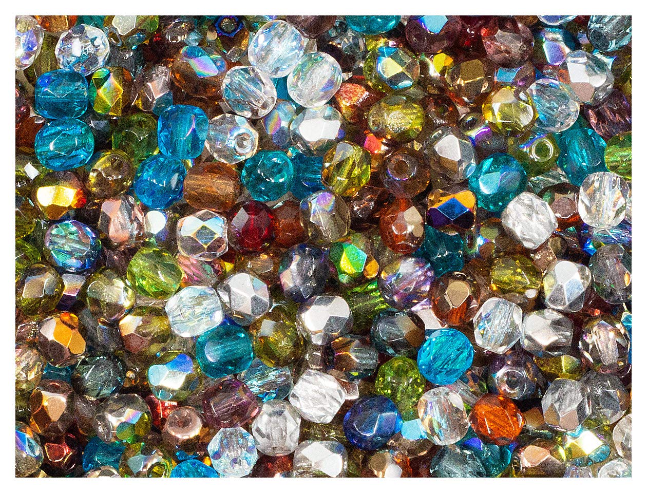 600 pieces Czech faceted glass beads, fire-polished, round, 4 mm, transparent mix.