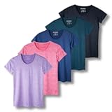 5 Pack&colon; Women&apos;s Dry Fit Tech Stretch Short-Sleeve Crew Neck Athletic T-Shirt &lpar;Available in Plus Size&rpar;