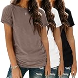 Womens 3 Pack T Shirts Basic Short Sleeve Tees Crewneck Fashion Tops Loose