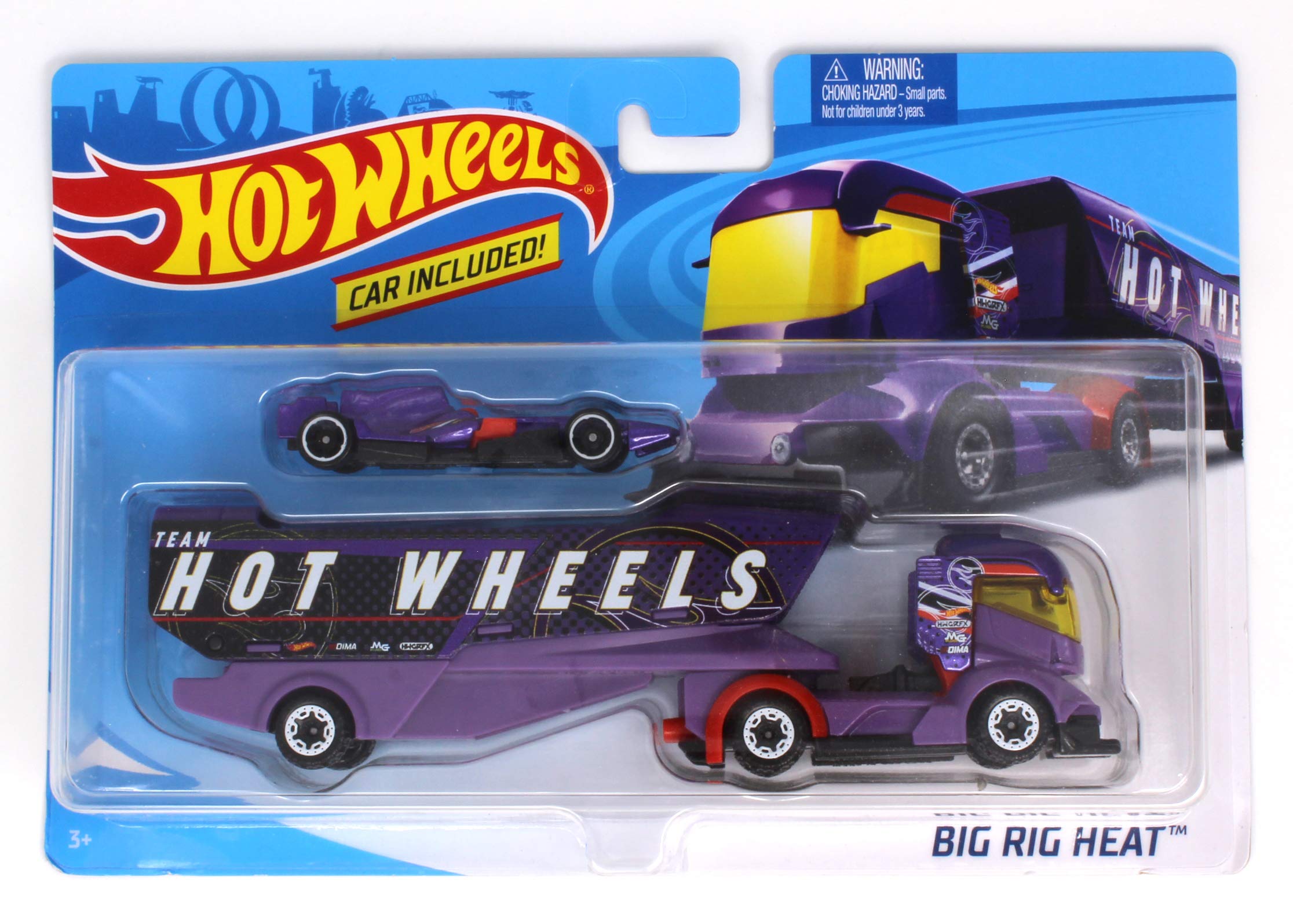 Buy Hot Wheels Big Rig Heat with Detachable Trailer and Car - Purple ...