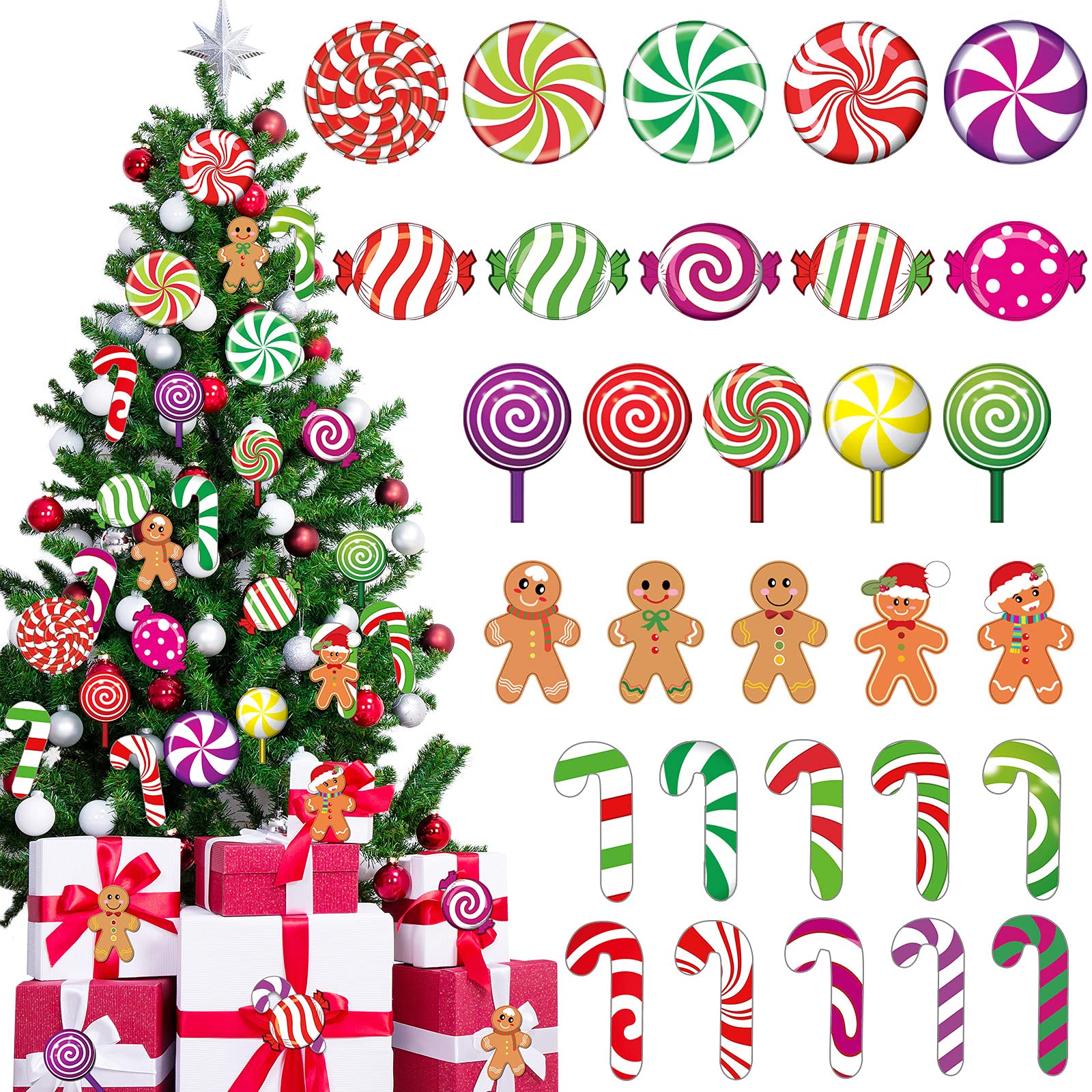 Amazon.com: 60 Pieces Peppermint Cutouts Christmas Candyland Wall ...