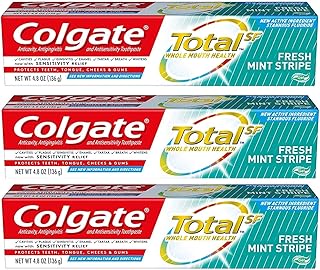 Colgate Total Toothpaste, Fresh Mint Stripe Gel, 4.8 oz (Pack of 3)