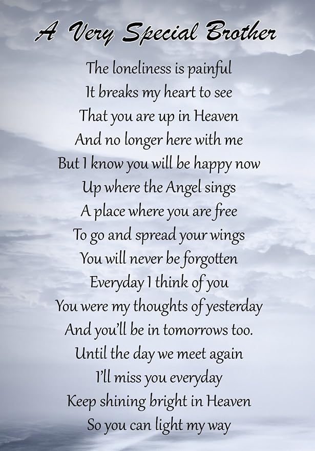 A Very Special Brother Memorial Graveside Poem Keepsake Card Includes ...