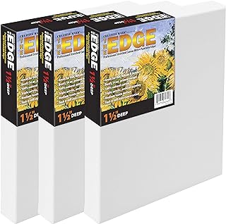 Creative Mark The Edge All Media Cotton Deluxe Stretched Canvas - 18x24" - 3 Pack of 1-1/2'' Deep Triple Acrylic Primed Ca...