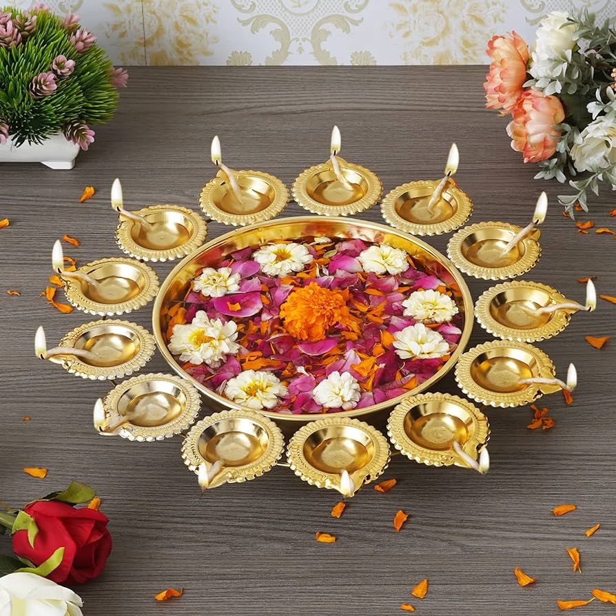 Amazon.com: Webelkart Diya Shape Flower Decorative Urli Bowl for ...