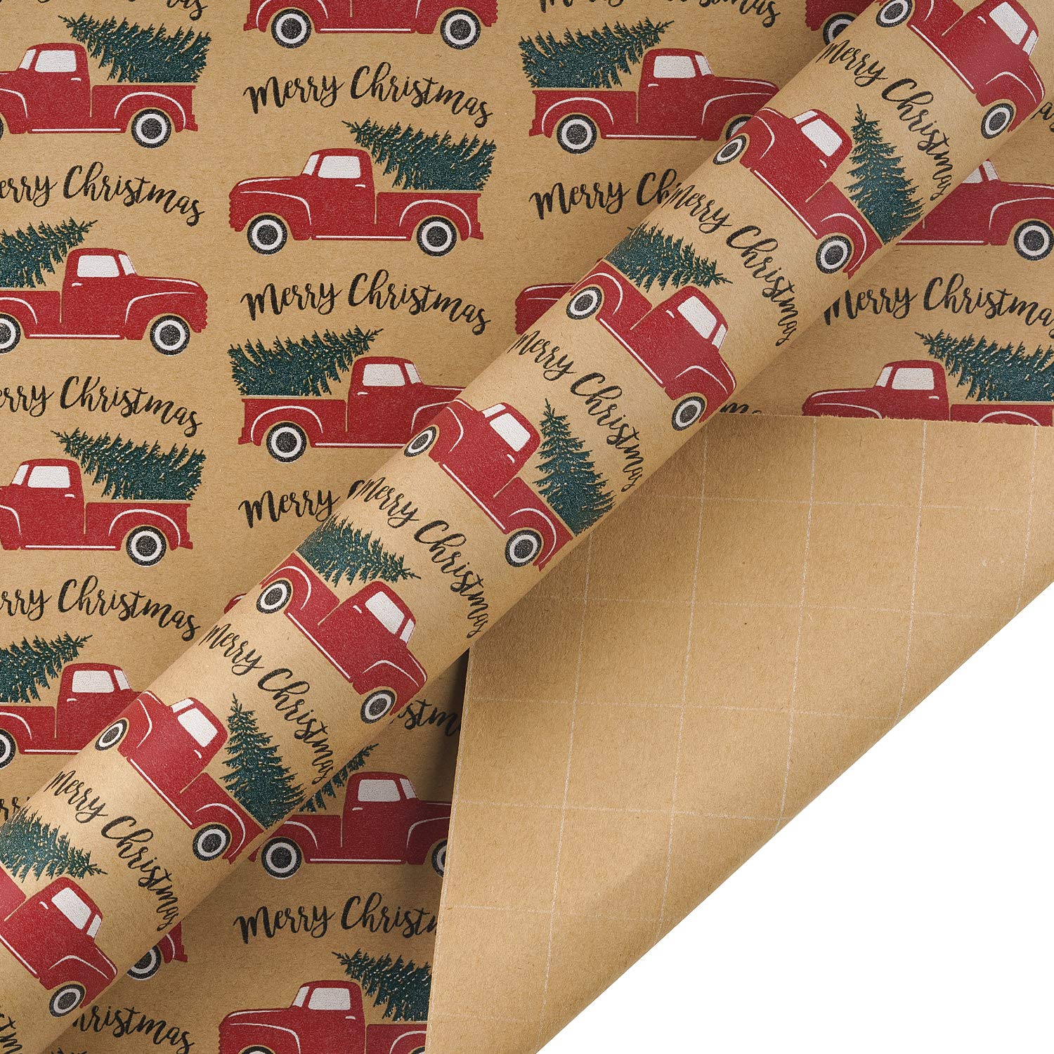 RUSPEPA Christmas Wrapping Paper, Kraft Paper - Snowflakes, Car and ...