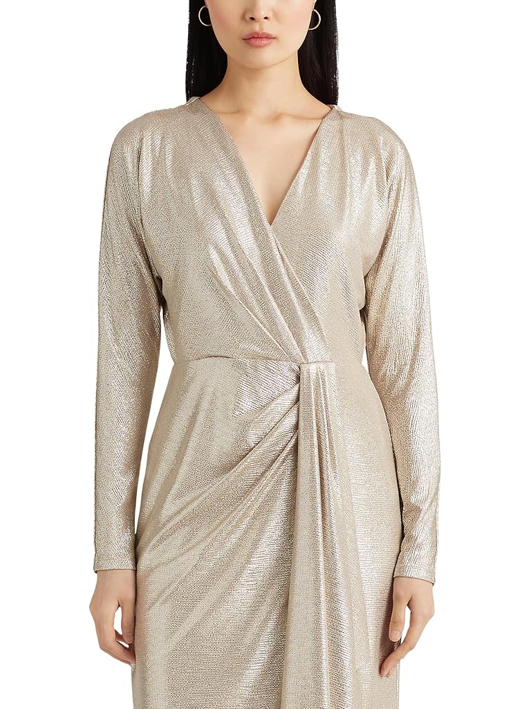 Lauren Ralph Lauren Metallic Stretch Knit Cocktail Dress