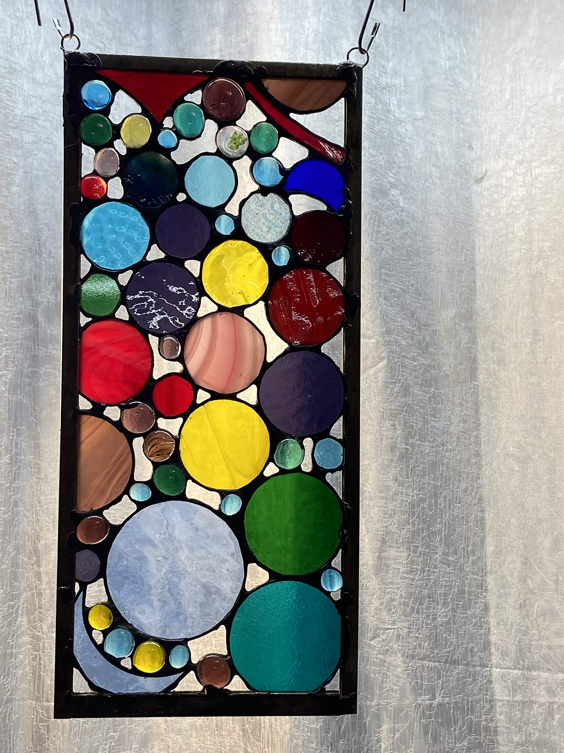 OOAK circles stained glass panel