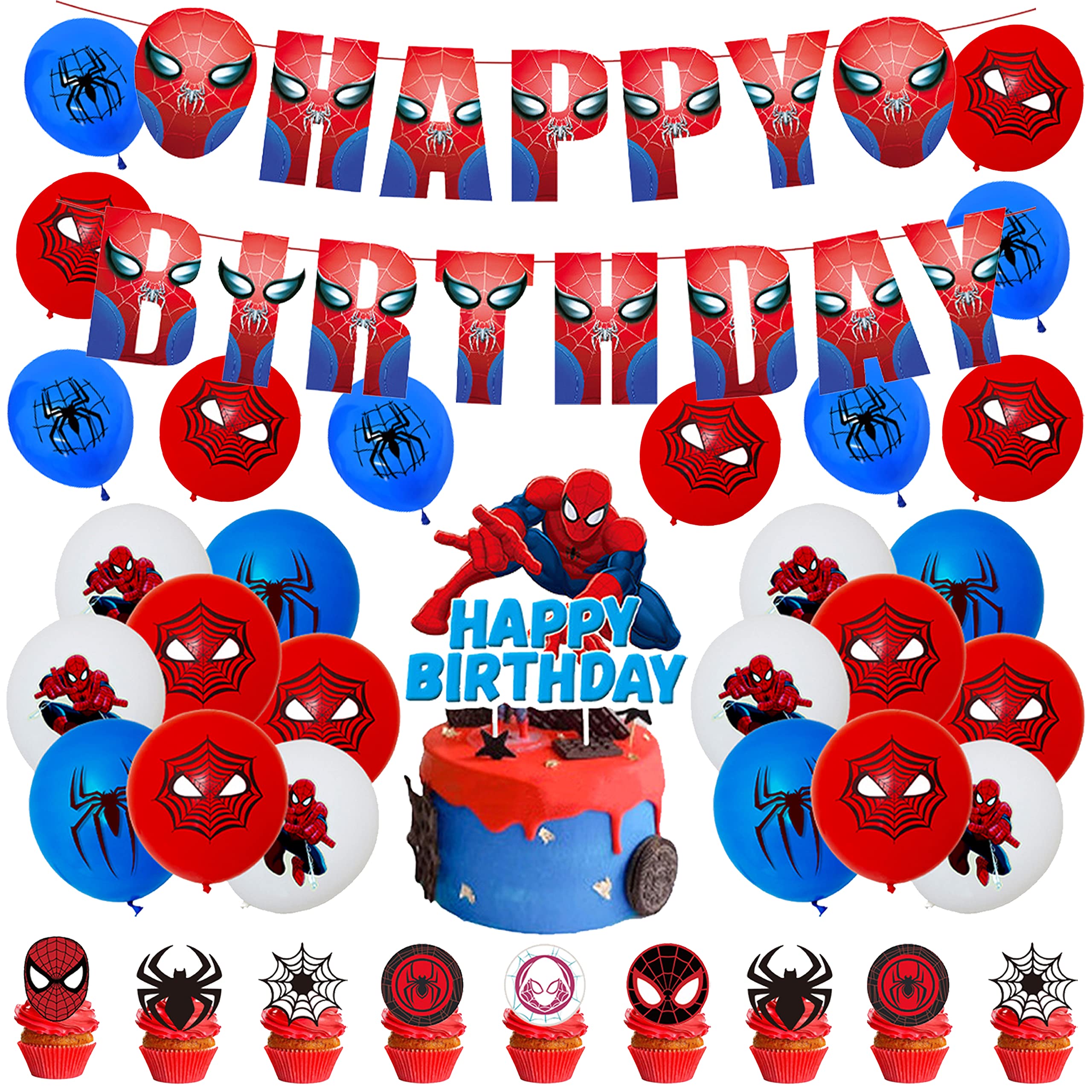 Buy Party Supplies Spiderman Cake Topper Spiderman Birthday Decorations ...