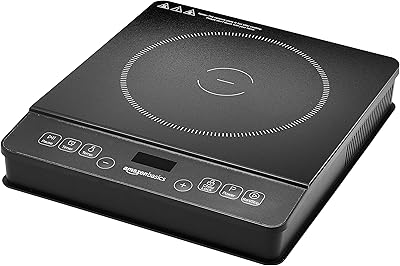 Amazon Basics 1800W Portable Induction Cooktop Burner, medium, Black