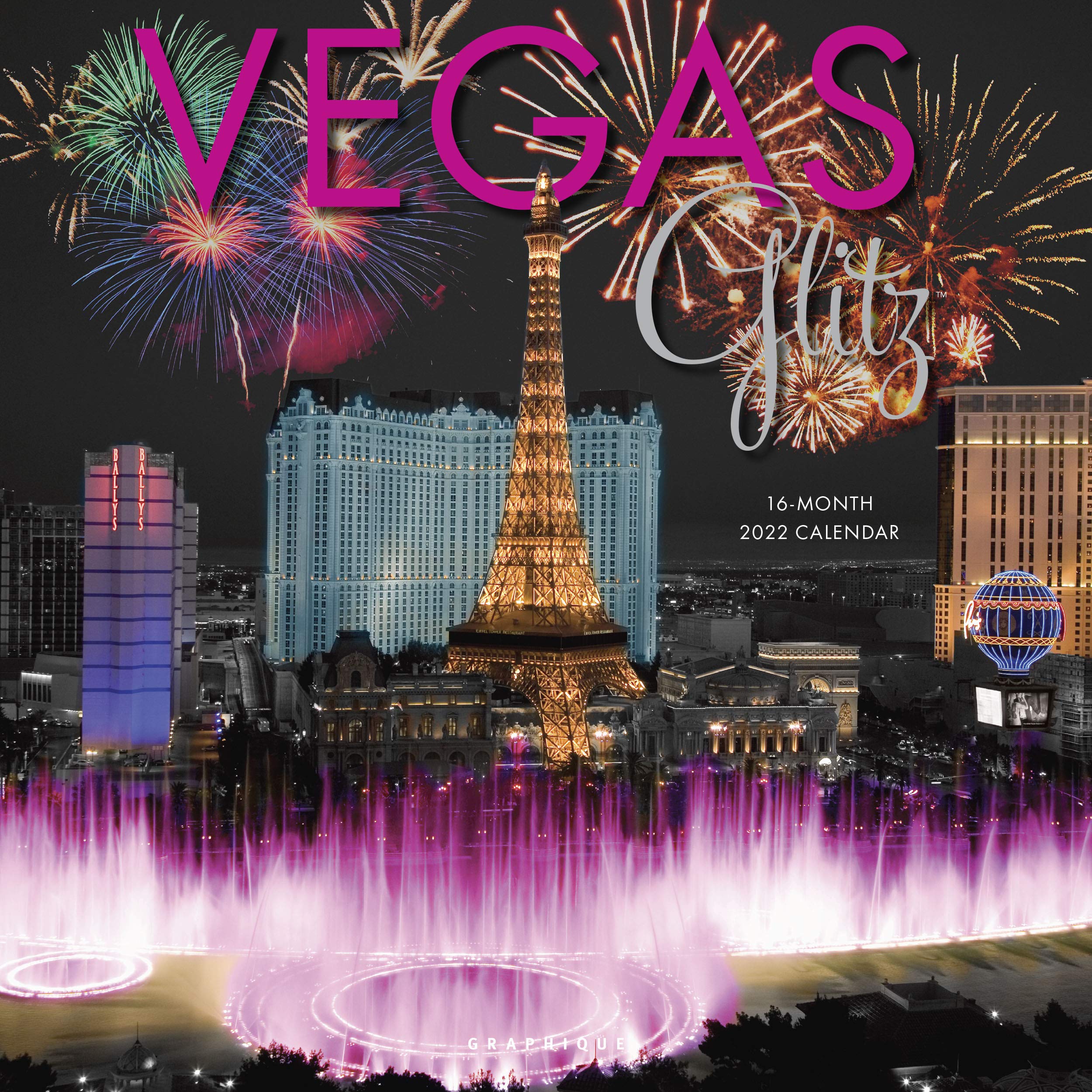 Buy Graphique Ve Glitz Wall , 16Month 2022 Wall with Las Ve Landmark