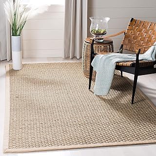 SAFAVIEH Natural Fiber Collection Accent Rug - 3' x 5', Natural & Beige, Border Basketweave Seagrass Design, Easy Care, Id...