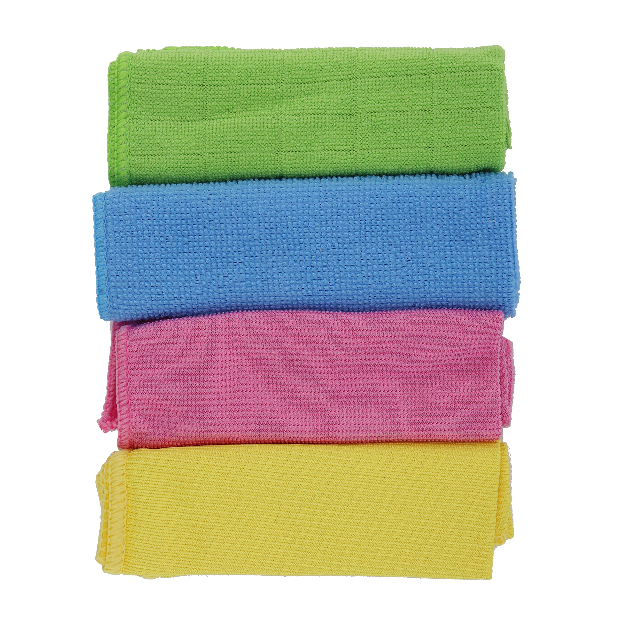 Royalford Royalbright 4 pcs Multi-Purpose Microfiber Cloth Set RF10744 Germ Shield Technology with Super Absorbent Power 100% Micro-Fiber and 100% Anti-Bacterial Multi-Color