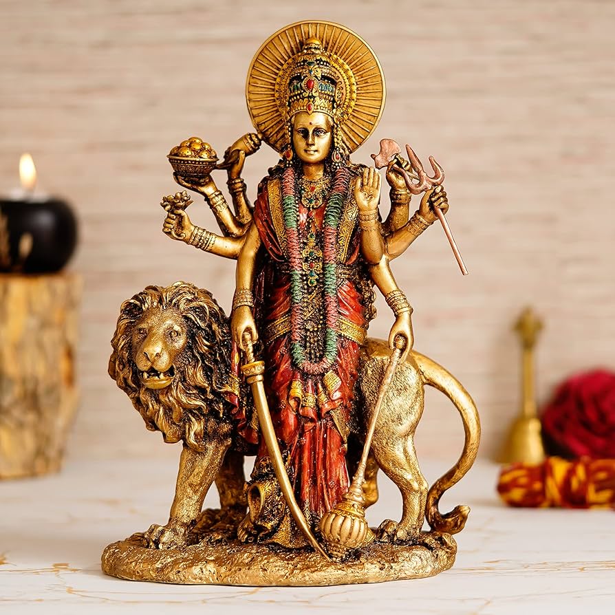 Buy Goddess Maa Durga with Lion Statue- Antique Durga Idol for ...