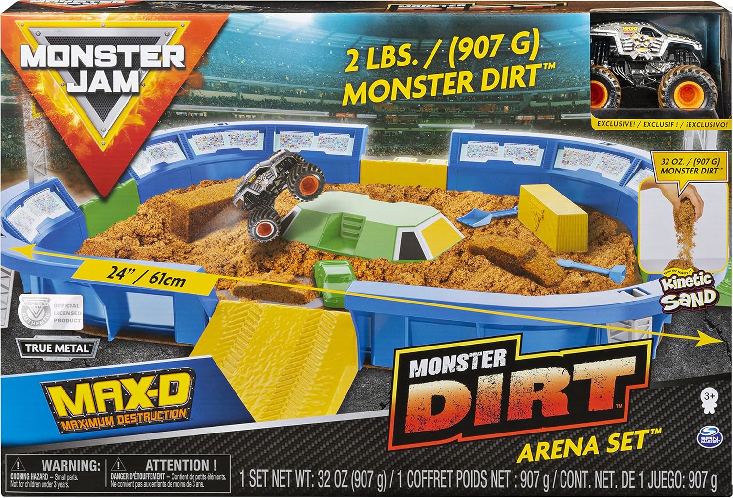 Monster Jam Monster Dirt Arena 61-cm Playset with 907.2 g of Monster ...