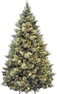 National Tree Company Carolina Pine 7.5 Foot Artificial Holiday Prelit Christmas Tree w/750 Clear Lights, Pinecones, 1399 ...